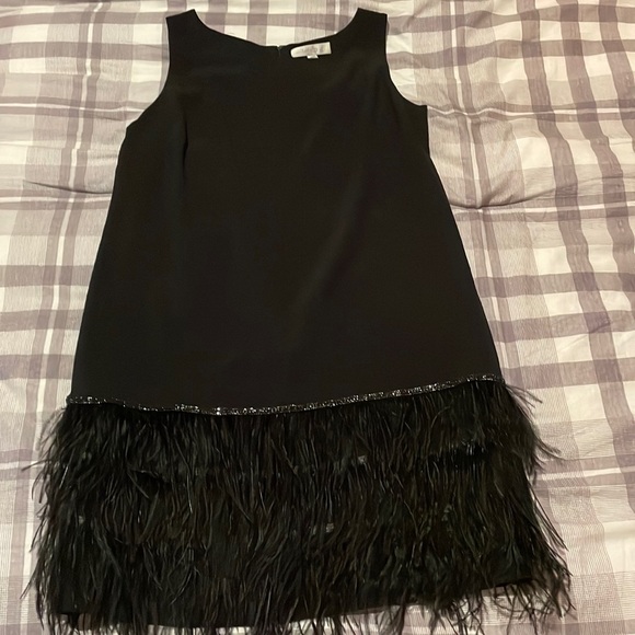 Tahari ASL Women's
Sleeveless Round Neck Feather
Trim Shift Dress size 14W - Picture 2 of 3